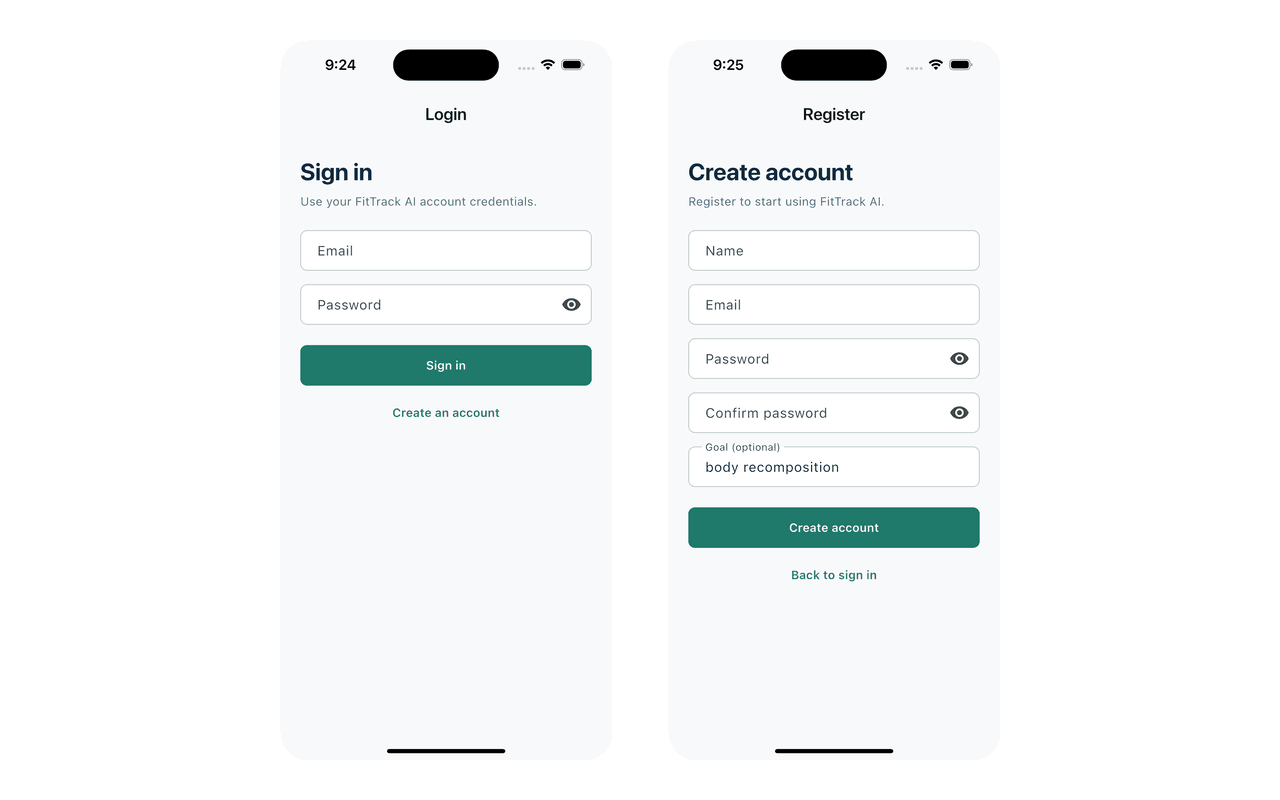 Sign-in and sign-up screens