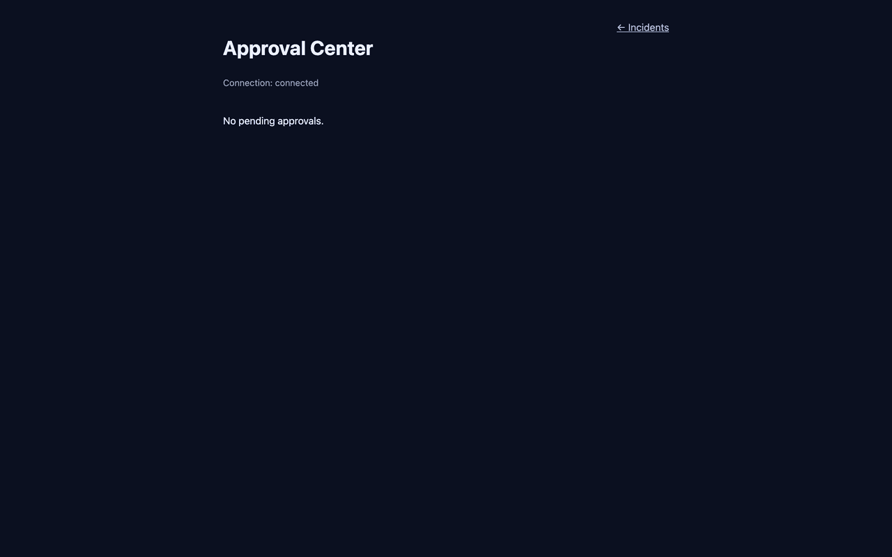 Approval center, where a person signs off on what the agent proposes